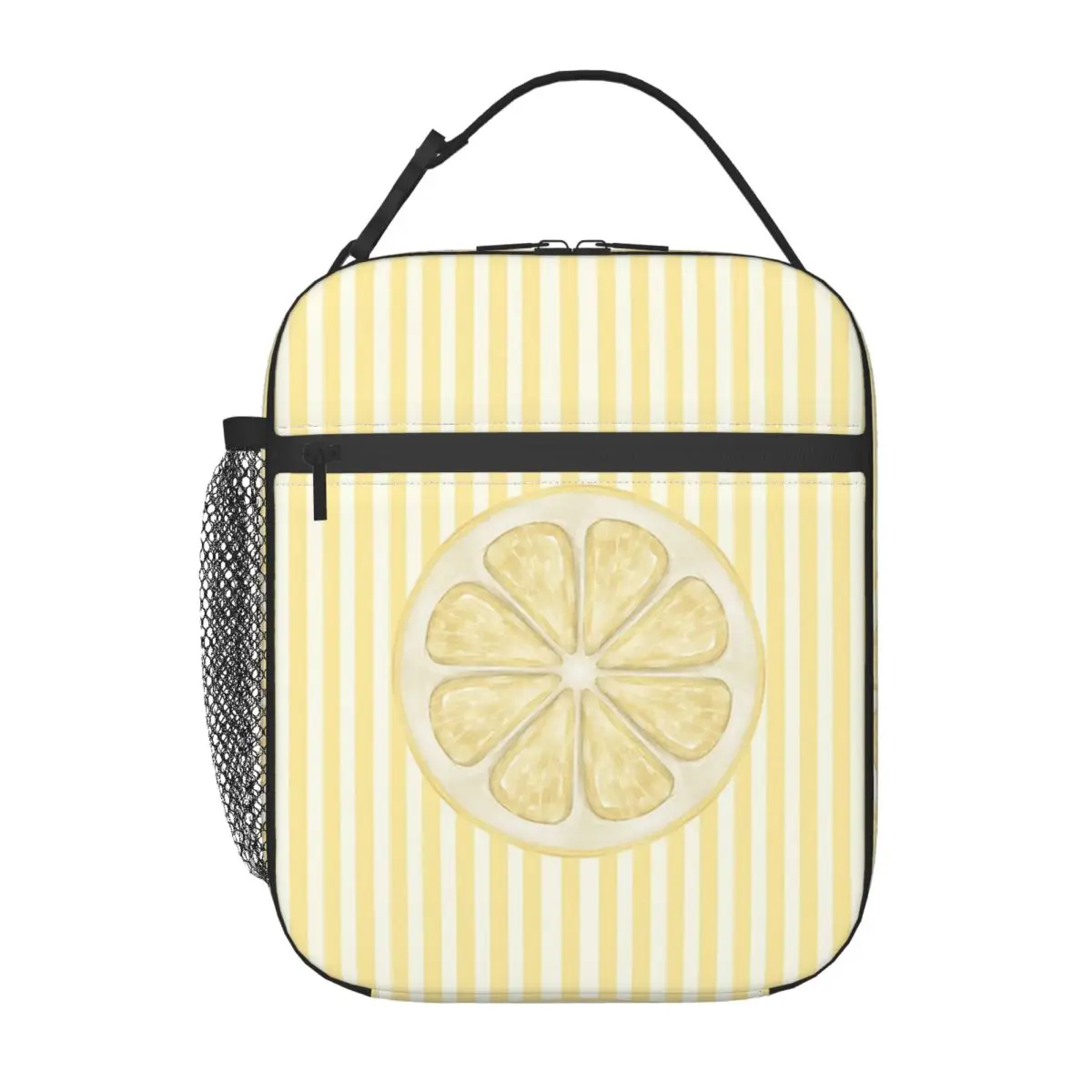 Lemon Slice On Striped Background Print Insulated Lunch Bag for Women Kids Portable Food Boxes Thermal Lunch Box Tote
Lemon Slice On Striped Background Print Insulated Lunch Bag for Women Kids Portable Food Boxes Thermal Lunch Box Tote