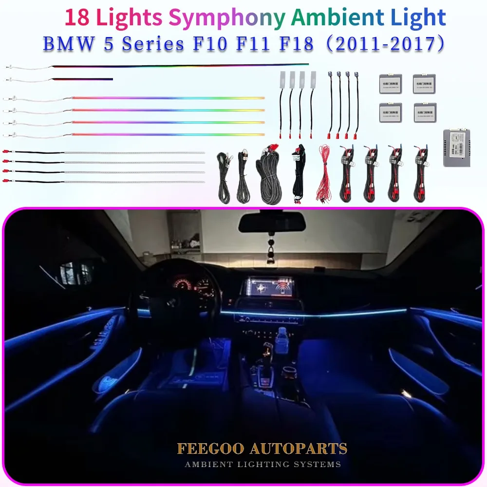 Factory Wholesale Symphony Ambient Light for BMW 5 Series F10 F11 F18 2011-2017 Atmosphere Lamp Interior Upgrade Kit -18 Lights
Factory Wholesale Symphony Ambient Light for BMW 5 Series F10 F11 F18 2011-2017 Atmosphere Lamp Interior Upgrade Kit -18 Lights