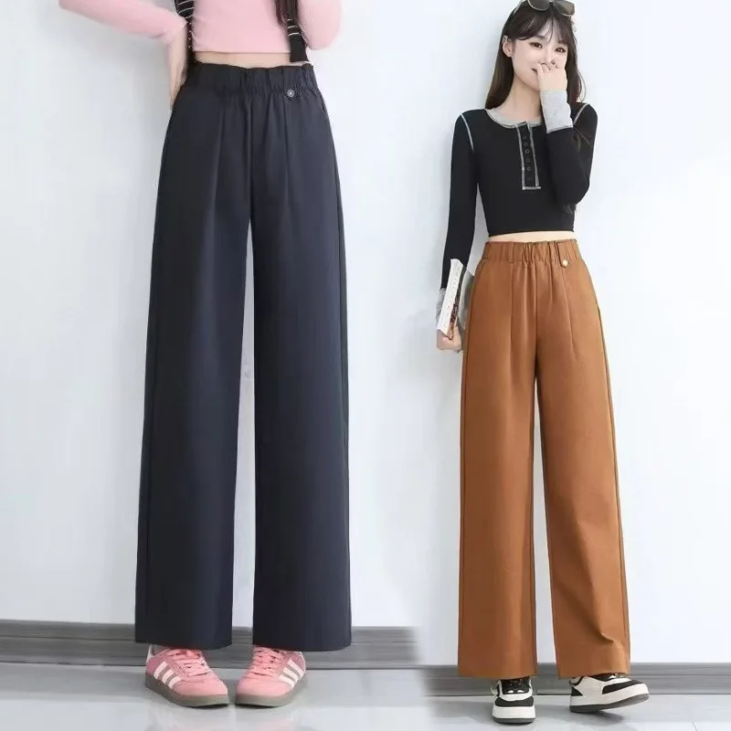High Waist Titanium Cotton Straight Leg Pants Loose Drapey Casual Women's Bloomer Trousers Fall 2025 New Style Casual Pants
High Waist Titanium Cotton Straight Leg Pants Loose Drapey Casual Women's Bloomer Trousers Fall 2025 New Style Casual Pants