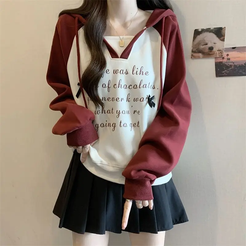 Женские весенне-летние корейские модные толстовки с простым принтом и цветными блоками, женская одежда, универсальная молодежная стильная одежда с длинным рукавом
Женские весенне-летние корейские модные толстовки с простым принтом и цветными блоками, женская одежда, универсальная молодежная стильная одежда с длинным рукавом