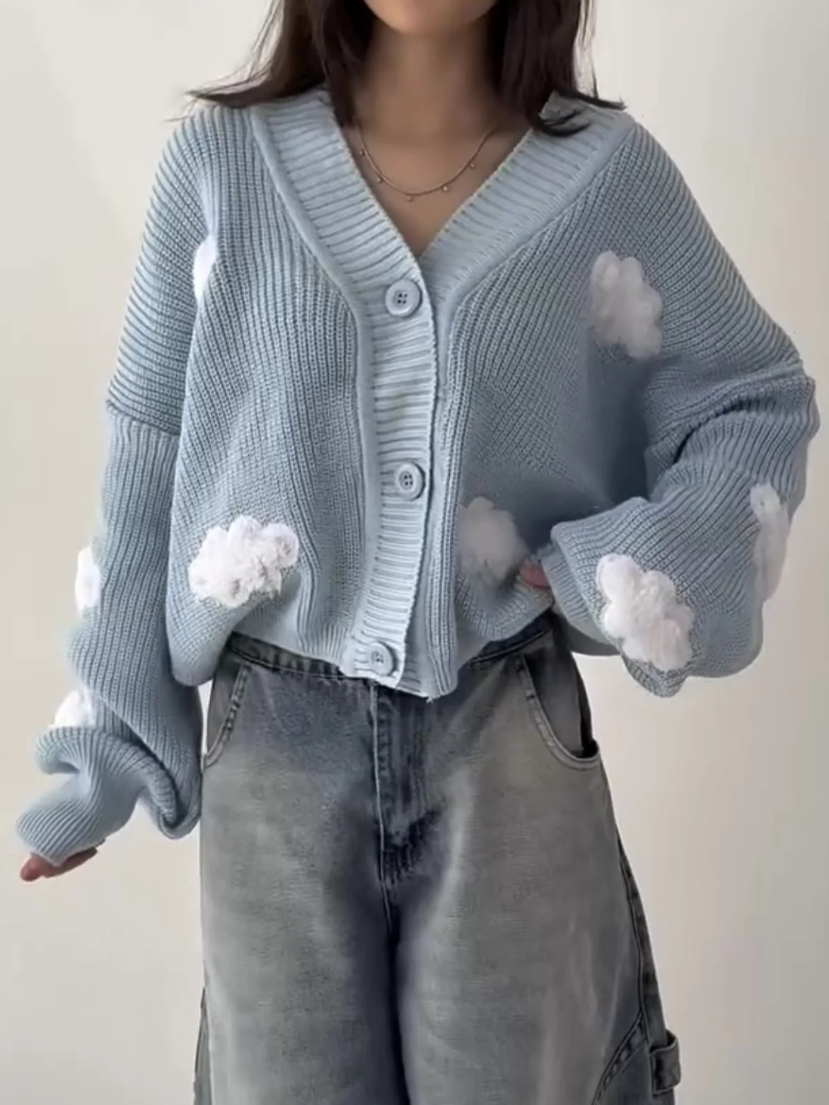 NEW Harajuku Spliced Cardigan Knit Sweater New Fashionable Casual Sweater Women American Y2k Cloud Embroidery Clothing Women
NEW Harajuku Spliced Cardigan Knit Sweater New Fashionable Casual Sweater Women American Y2k Cloud Embroidery Clothing Women