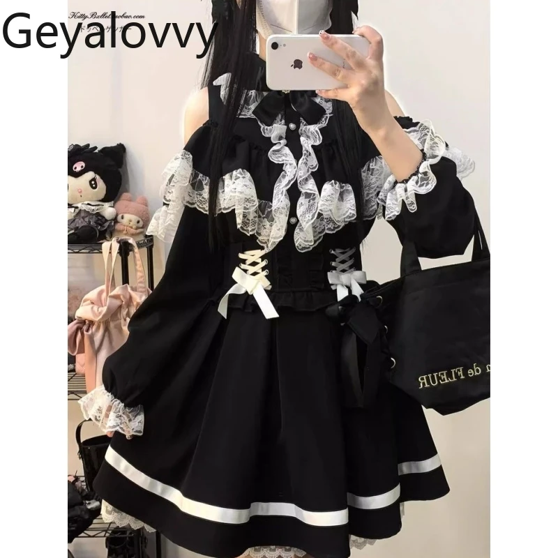 Японский студенческий стиль, милая рубашка с открытыми плечами и длинными рукавами для девочек, осенний комплект пышной короткой юбки принцессы с высокой талией в стиле Лолиты
Японский студенческий стиль, милая рубашка с открытыми плечами и длинными рукавами для девочек, осенний комплект пышной короткой юбки принцессы с высокой талией в стиле Лолиты