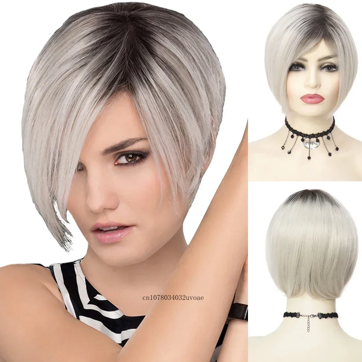 Synthetic Natural Ombre Gray Wigs for Women Short Haircuts Bob Wig with Side Bangs Daily Use Hairstyles Ombre Wig for Mother
Synthetic Natural Ombre Gray Wigs for Women Short Haircuts Bob Wig with Side Bangs Daily Use Hairstyles Ombre Wig for Mother