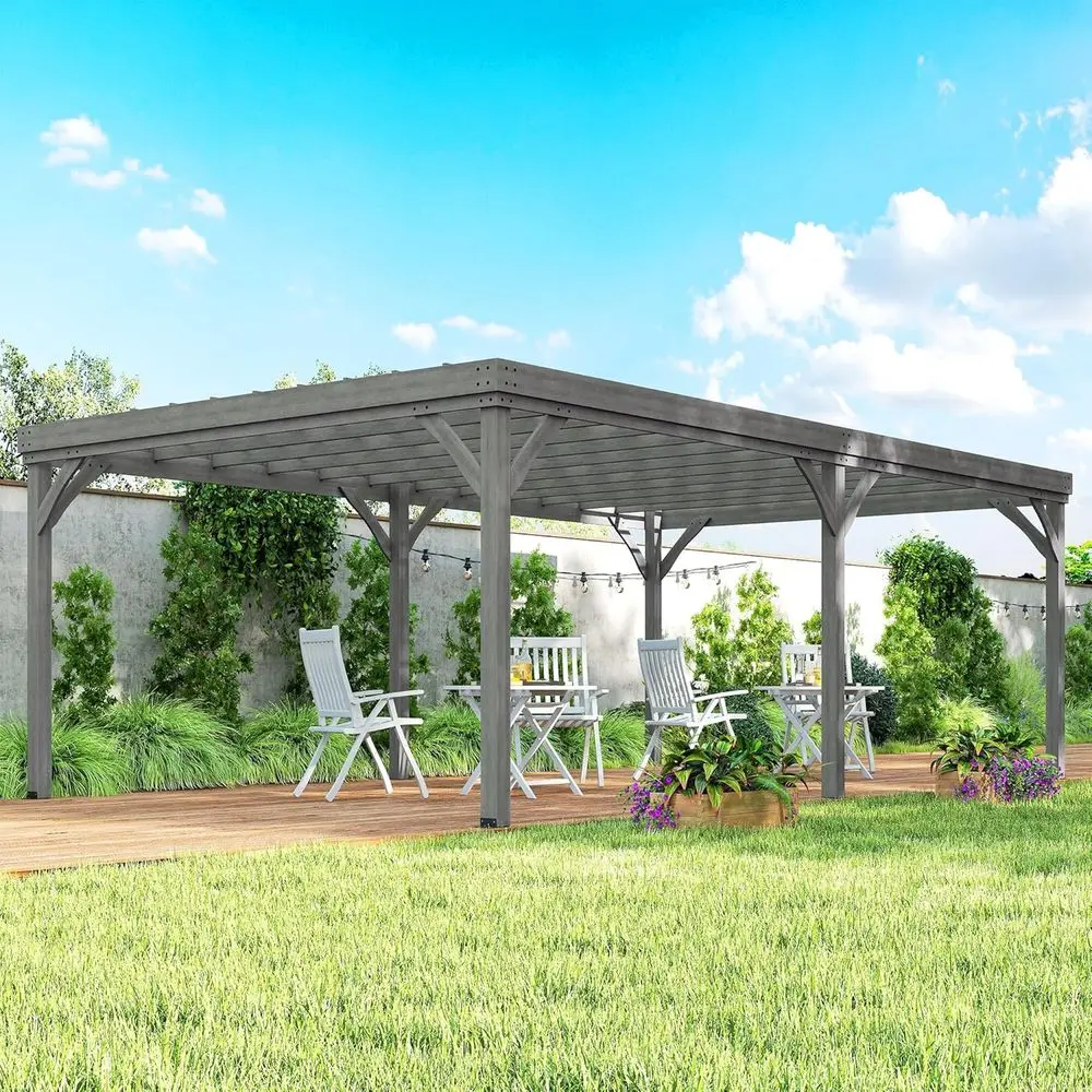 Gray Wooden Pergola with Grape Trellis for Outdoor Garden, Patio, Backyard, Deck Support
Gray Wooden Pergola with Grape Trellis for Outdoor Garden, Patio, Backyard, Deck Support
