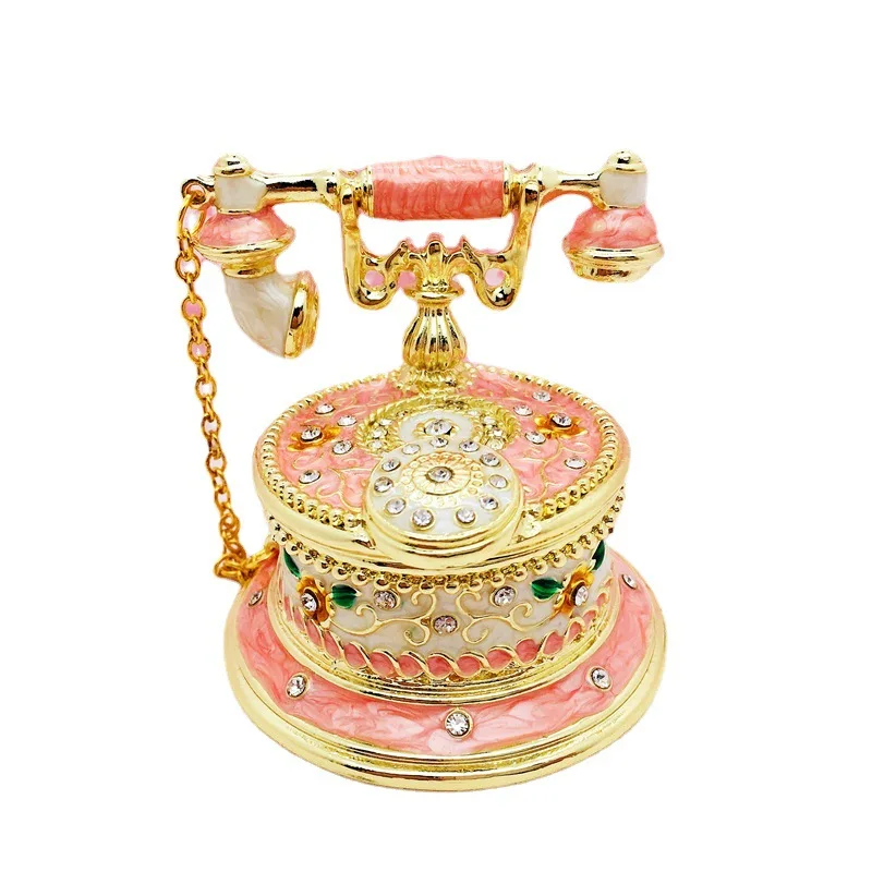 Vintage Phone Shaped Jewelry Trinket Box Crystal Decorative Hinged Jewelry Ring Holder Storage Box Unique Gift for Girls
Vintage Phone Shaped Jewelry Trinket Box Crystal Decorative Hinged Jewelry Ring Holder Storage Box Unique Gift for Girls