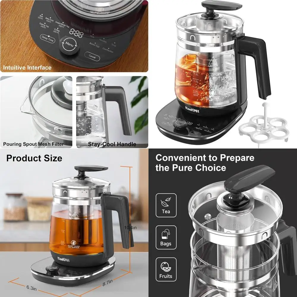 1.5L Stainless Steel Electric Kettle with Tea Infuser, 1200W Fast Boil, Temperature & Programmable Controls for Brewing Tea and
1.5L Stainless Steel Electric Kettle with Tea Infuser, 1200W Fast Boil, Temperature & Programmable Controls for Brewing Tea and