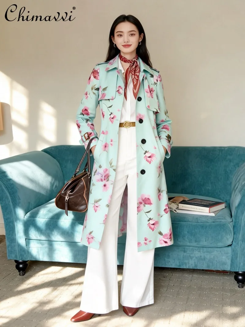 High-end Fashion Green Long Trench Coat Spring Autumn New Turn-down Collar and Double-breasted Buttons Elegant Women's OL Coat
High-end Fashion Green Long Trench Coat Spring Autumn New Turn-down Collar and Double-breasted Buttons Elegant Women's OL Coat