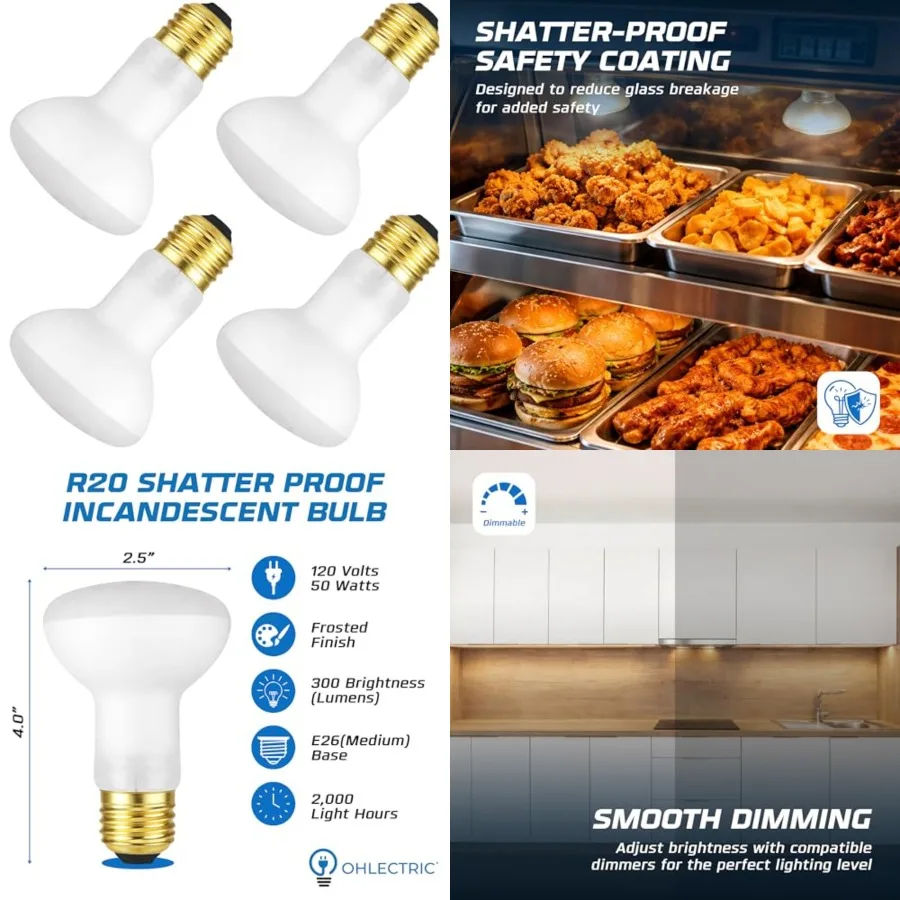 50W Incandescent Appliance/Popcorn Bulb 4-Pack Replacement for S4886, Reflector Flood Light Bulb Shatterproof Popcorn Machine P
50W Incandescent Appliance/Popcorn Bulb 4-Pack Replacement for S4886, Reflector Flood Light Bulb Shatterproof Popcorn Machine P