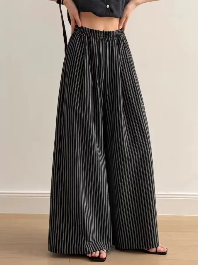 High Waist Wide Leg Pants Slimming Loose Fit Floor Length Casual Striped Summer Trousers for plus Size Women
High Waist Wide Leg Pants Slimming Loose Fit Floor Length Casual Striped Summer Trousers for plus Size Women
