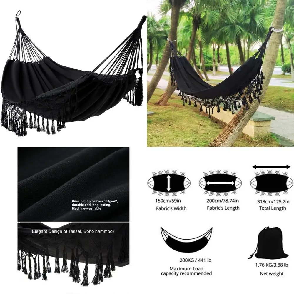 Двойные гамаки из хлопчатобумажной ткани для кемпинга и использования в помещении — идеально подходят для двух взрослых, подходят как для использования в помещении и на открытом воздухе
Двойные гамаки из хлопчатобумажной ткани для кемпинга и использования в помещении — идеально подходят для двух взрослых, подходят как для использования в помещении и на открытом воздухе