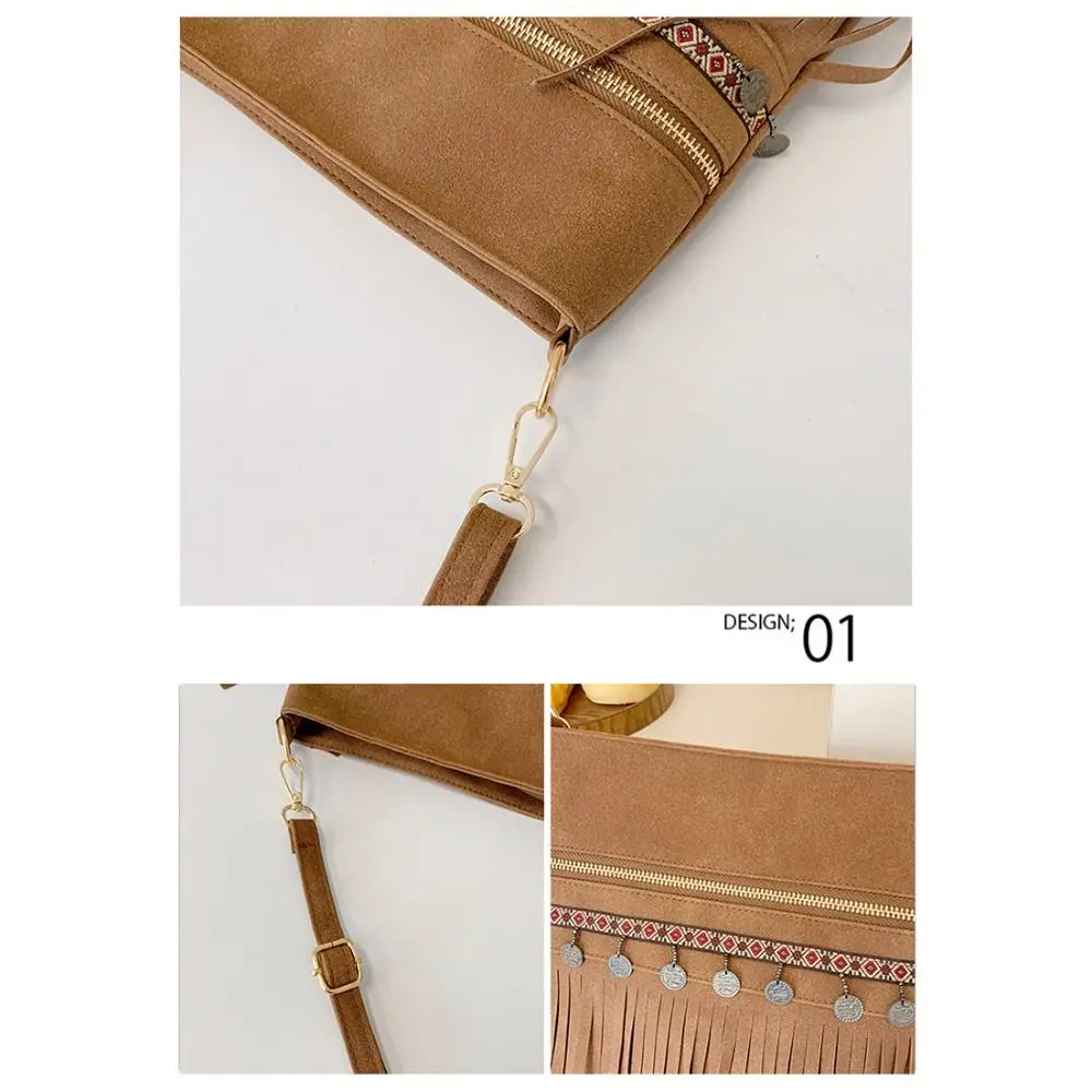 Замшевая сумка-мессенджер с бахромой в корейском стиле, однотонная сумка через плечо из искусственной кожи с кисточками на молнии, большая вместительная женская сумка через плечо
Замшевая сумка-мессенджер с бахромой в корейском стиле, однотонная сумка через плечо из искусственной кожи с кисточками на молнии, большая вместительная женская сумка через плечо