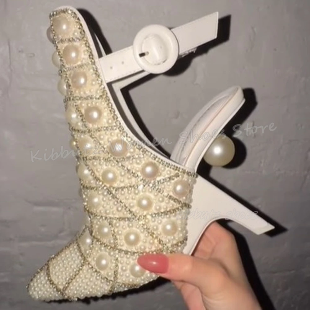 Pearls Sandal Pumps Crystal Glossy Belt Buckle Genuine Leather Fashion Concise Sexy Luxury Women Shoes New Pointy Strange Heels
Pearls Sandal Pumps Crystal Glossy Belt Buckle Genuine Leather Fashion Concise Sexy Luxury Women Shoes New Pointy Strange Heels