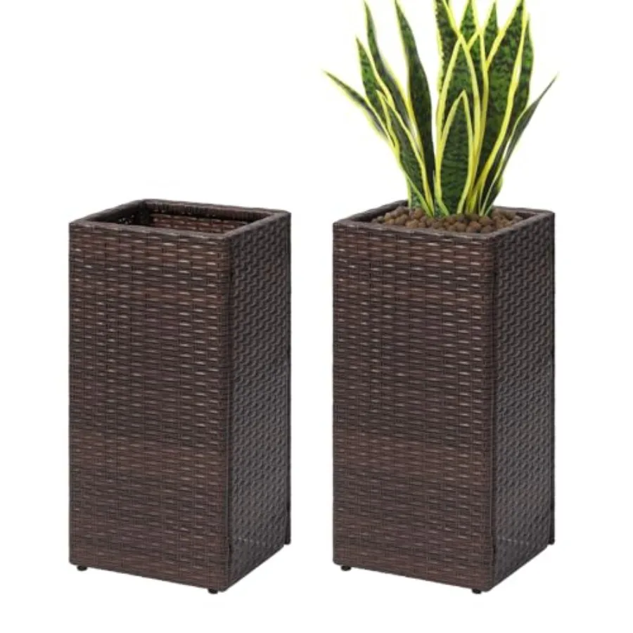 Outdoor tall square planters for porch patio use rattan material natural color modern design with removable liners 12'' x 12''
Outdoor tall square planters for porch patio use rattan material natural color modern design with removable liners 12'' x 12''