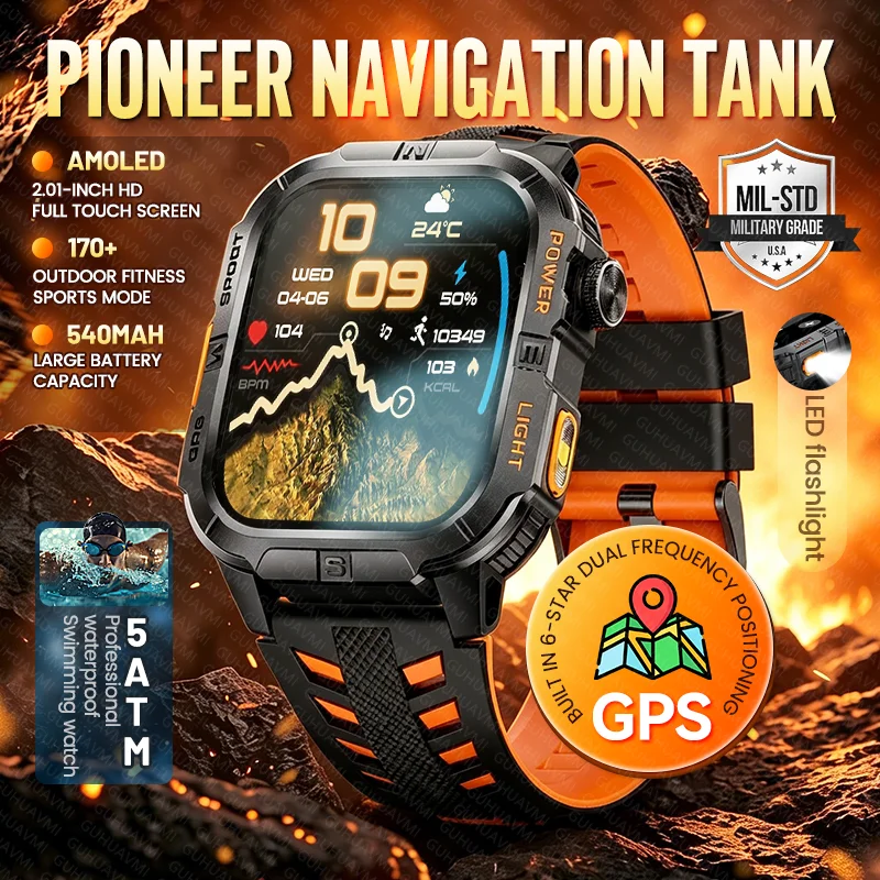2026 New Outdoor GPS Navigation Pioneer TANK Men Smart Watch 5ATM Waterproof Flashlight Bluetooth Call AMOLED Sports Smartwatch
2026 New Outdoor GPS Navigation Pioneer TANK Men Smart Watch 5ATM Waterproof Flashlight Bluetooth Call AMOLED Sports Smartwatch