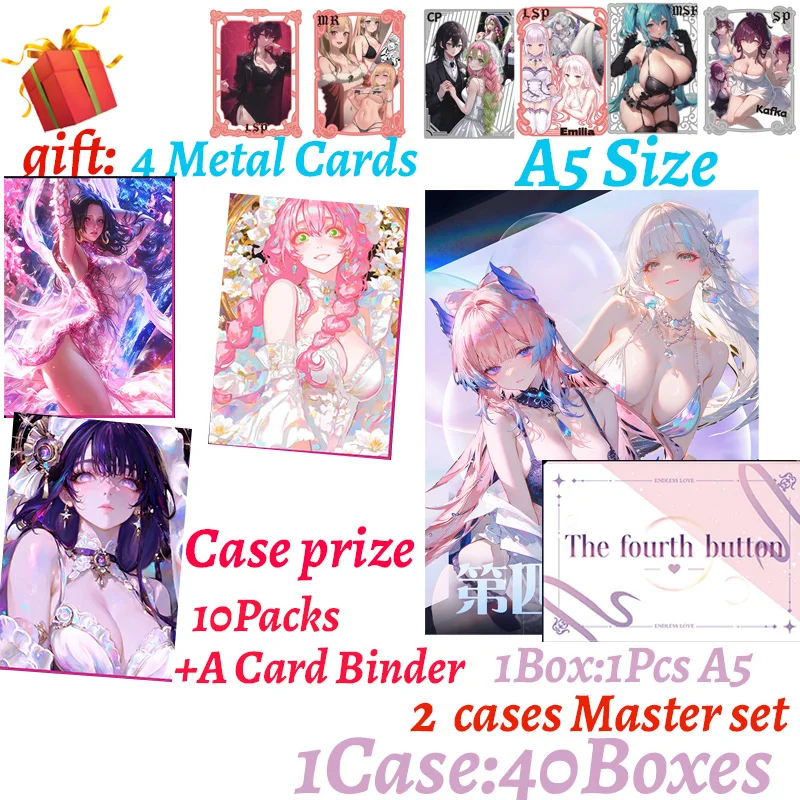 New A5 Size The Fourth Button Waifu Metal cards Hobby Collection Card Doujin Booster Box Rem Furina Ganlu Temple Rare Card Gift
New A5 Size The Fourth Button Waifu Metal cards Hobby Collection Card Doujin Booster Box Rem Furina Ganlu Temple Rare Card Gift