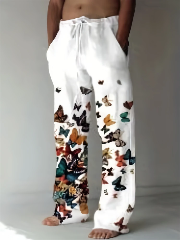 Vintage Men's Summer Straight Pants Comfortable And Breathable Cotton Linen Casual Pants Men's Butterfly Print Large Linen Pants
Vintage Men's Summer Straight Pants Comfortable And Breathable Cotton Linen Casual Pants Men's Butterfly Print Large Linen Pants