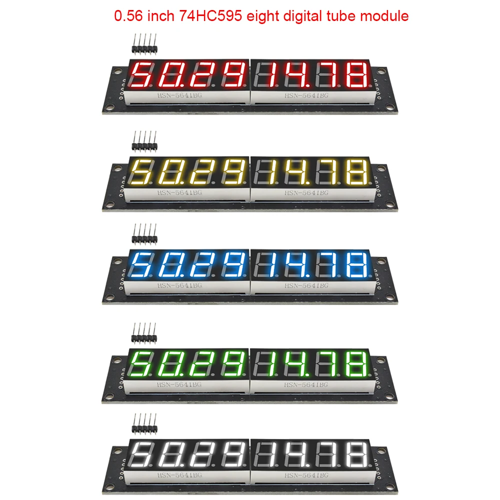 0.56 Inch 8-bit LED Display Tube Module 74HC595 8-bit Digital Tube Module Red/green/yellow/blue/white for Arduino Digital Tube
0.56 Inch 8-bit LED Display Tube Module 74HC595 8-bit Digital Tube Module Red/green/yellow/blue/white for Arduino Digital Tube