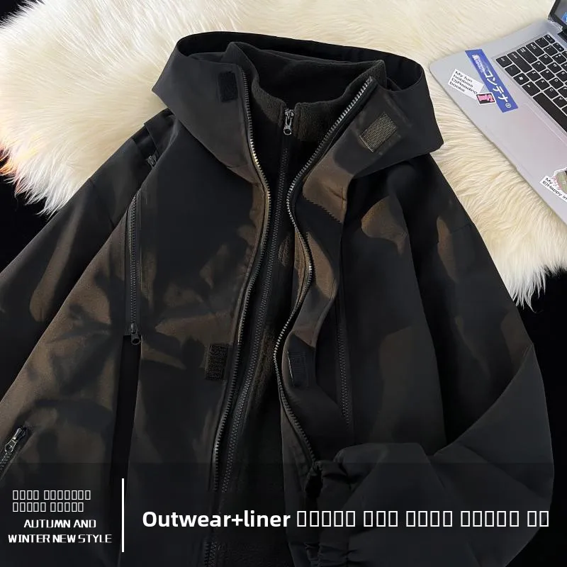 Tee-in-One Men's Winter Outdoor Windproof Waterproof Hooded Workwear Jaet Trendy Cotton Outerwear Coat Zipper Decoration
Tee-in-One Men's Winter Outdoor Windproof Waterproof Hooded Workwear Jaet Trendy Cotton Outerwear Coat Zipper Decoration