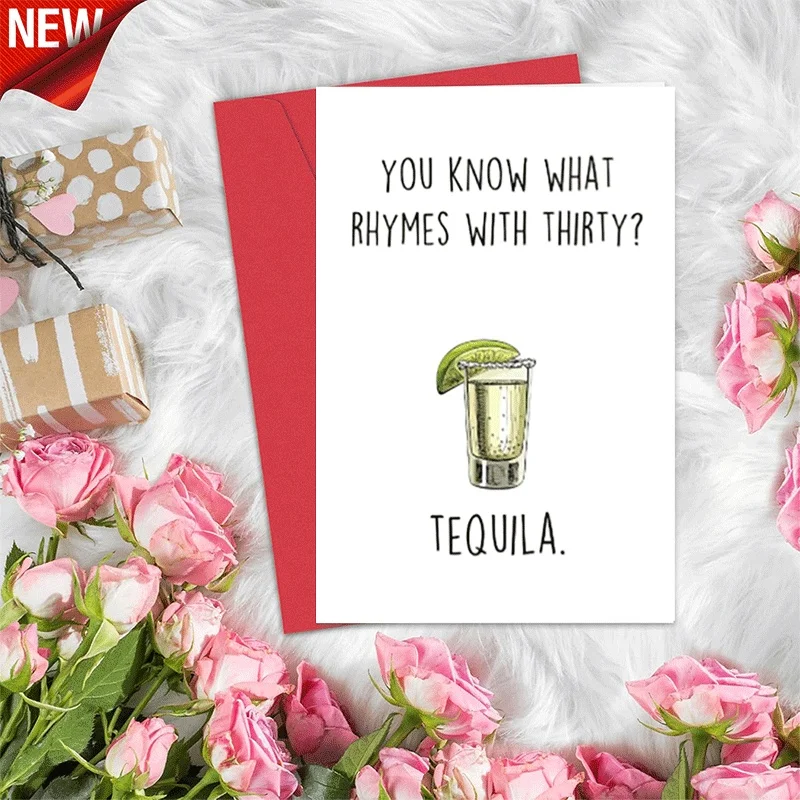 30th Birthday Greeting Card, Funny Tequila Themed Birthday Card for Him Her, Thirty Birthday Gift Card
30th Birthday Greeting Card, Funny Tequila Themed Birthday Card for Him Her, Thirty Birthday Gift Card
