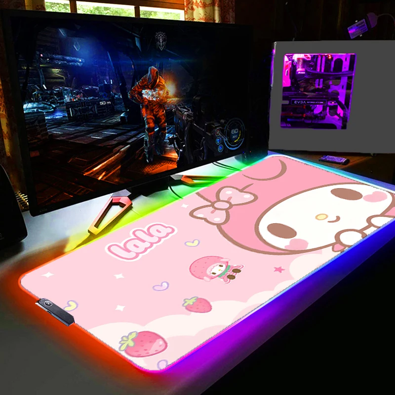 Большой коврик для мыши со светодиодной подсветкой, коврик для офисного компьютера, RGB настольная клавиатура, ковер, аксессуары Kuromi My Melody, игровой коврик для мыши, подсветка
Большой коврик для мыши со светодиодной подсветкой, коврик для офисного компьютера, RGB настольная клавиатура, ковер, аксессуары Kuromi My Melody, игровой коврик для мыши, подсветка