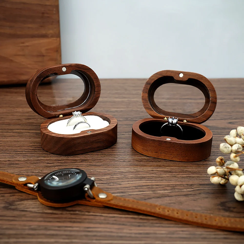 Engagement Retro Gift Walnut Wood Jewelry Box Exquisite Mini Wedding Ring Storage Box Couple Ring Elliptic Type Display Box Prop
Engagement Retro Gift Walnut Wood Jewelry Box Exquisite Mini Wedding Ring Storage Box Couple Ring Elliptic Type Display Box Prop