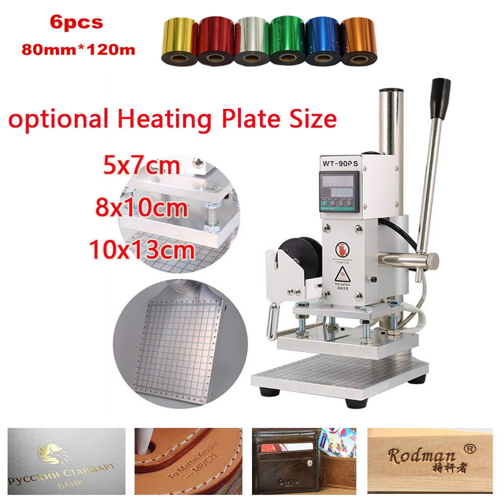 Hot Foil Stamping Machine Digital Bronzing Machine Bracket with 6pcs Hot Stamping Foil Gilded Paper for PVC Leather Paper
Hot Foil Stamping Machine Digital Bronzing Machine Bracket with 6pcs Hot Stamping Foil Gilded Paper for PVC Leather Paper