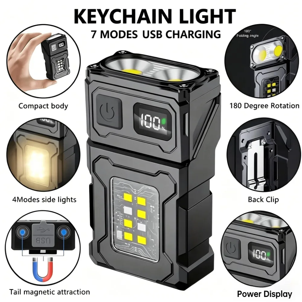 USB Rechargeable Mini LED Flashlight Magnetic Work Light Portable Super Bright COB Torch for Camping Outdoor Emergency Use
USB Rechargeable Mini LED Flashlight Magnetic Work Light Portable Super Bright COB Torch for Camping Outdoor Emergency Use