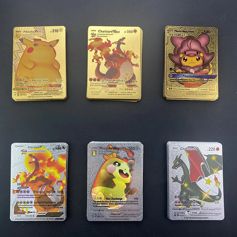 9/18pcs Gold Pokemon Color Card sliver Vmax Vstar Sliver GX Pikachu Carta Charizard English Letters
9/18pcs Gold Pokemon Color Card sliver Vmax Vstar Sliver GX Pikachu Carta Charizard English Letters