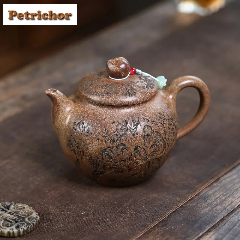 560ml Classic Yixing Purple Clay Teapot Master Handmade Longevity Peach Pot Raw Ore Wood-fired Porcelain Mud Kettle Zisha Teaset
560ml Classic Yixing Purple Clay Teapot Master Handmade Longevity Peach Pot Raw Ore Wood-fired Porcelain Mud Kettle Zisha Teaset