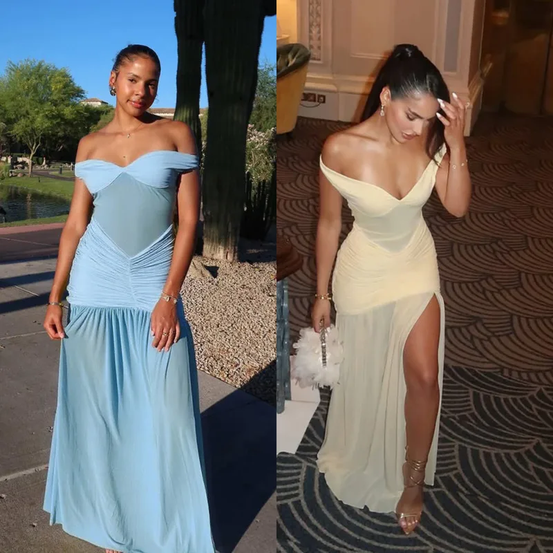 Chic Off Shoulder Sexy Mesh Maxi Dress For Women Sleeveless Backless Evening Gown With High Slit Elegant Formal Club Party Wear
Chic Off Shoulder Sexy Mesh Maxi Dress For Women Sleeveless Backless Evening Gown With High Slit Elegant Formal Club Party Wear