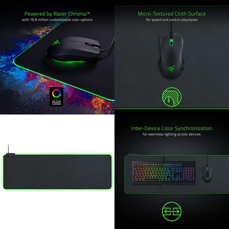 Extended Chroma Gaming Mousepad: Customizable Chroma RGB Lighting - Soft, Cloth Material - Balanced Control & Speed - Non-Slip Rubber Base - Classic Black
Extended Chroma Gaming Mousepad: Customizable Chroma RGB Lighting - Soft, Cloth Material - Balanced Control & Speed - Non-Slip Rubber Base - Classic Black