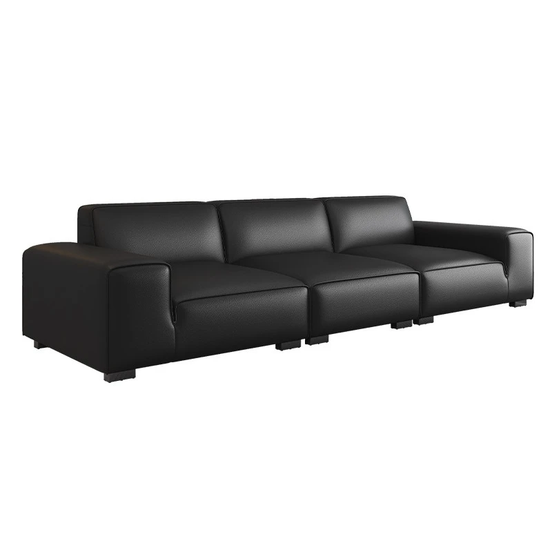 Italian minimalist big black cow leather sofa living room small apartment modern light luxury
Italian minimalist big black cow leather sofa living room small apartment modern light luxury