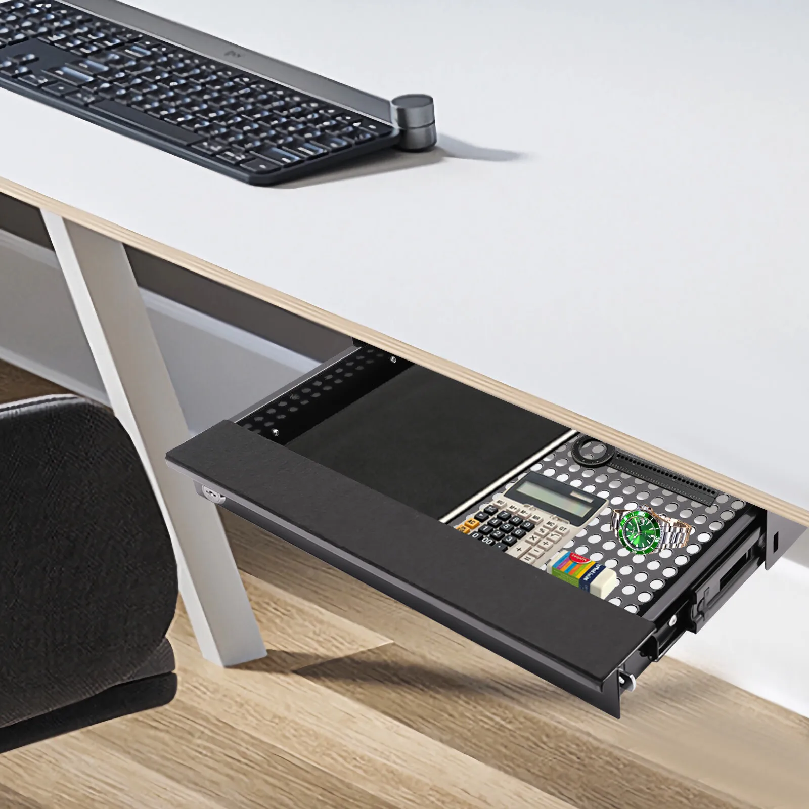 Выдвижной органайзер для хранения ящиков — крепление под столом, запираемый. Подходит для мелких предметов, черный. Для офисов/дома, тихая, быстрая установка
Выдвижной органайзер для хранения ящиков — крепление под столом, запираемый. Подходит для мелких предметов, черный. Для офисов/дома, тихая, быстрая установка