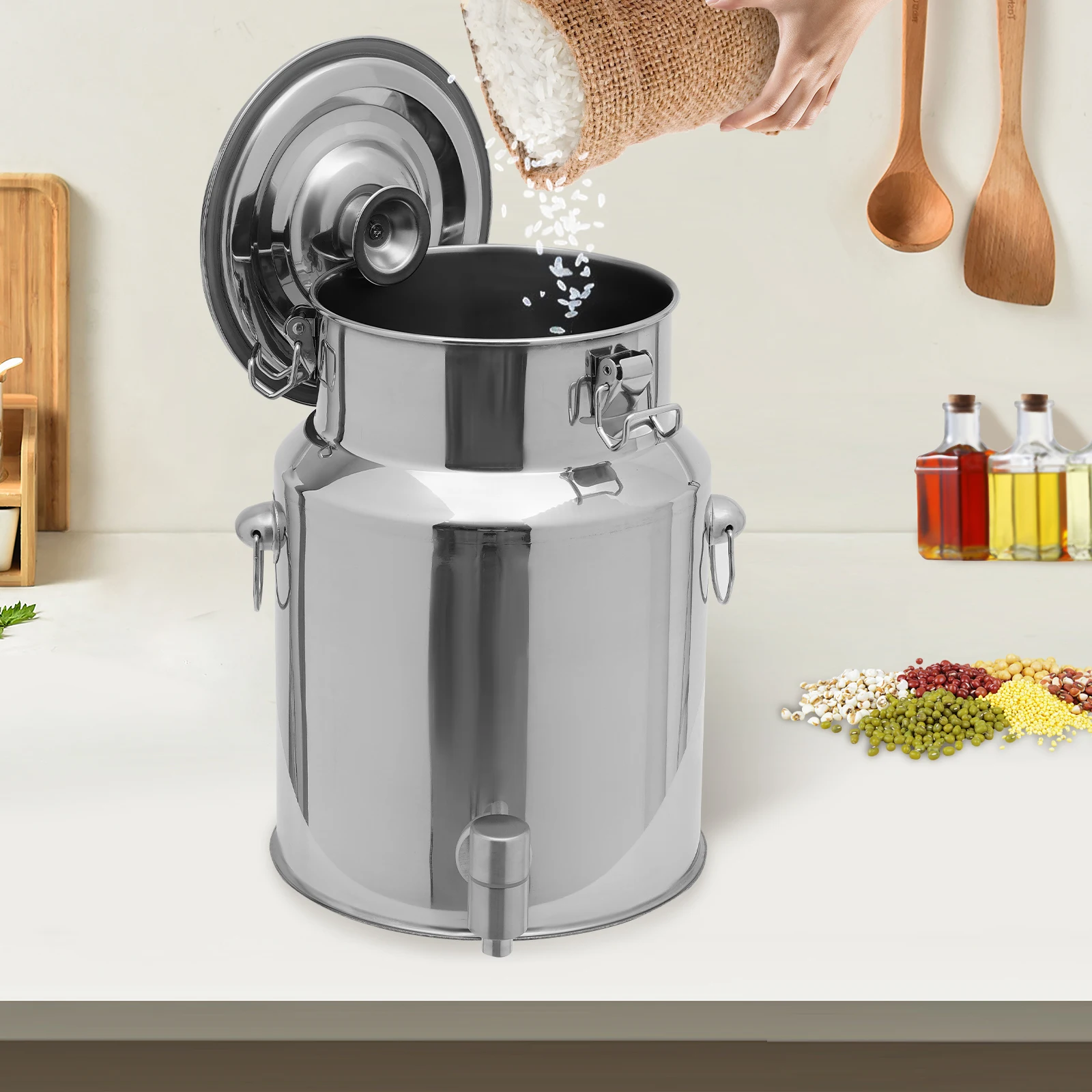 10L/2.64 Gallon Milk Can Heavy Duty Bucket Bottle 304 Stainless Steel with Faucet & Sealed Lid
10L/2.64 Gallon Milk Can Heavy Duty Bucket Bottle 304 Stainless Steel with Faucet & Sealed Lid