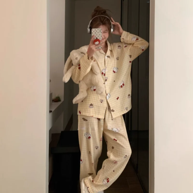 Новые весенние пижамы Hello Kitty, милая девчачья домашняя одежда, милые пижамы Sanrio с героями мультфильмов, повседневная и удобная домашняя одежда
Новые весенние пижамы Hello Kitty, милая девчачья домашняя одежда, милые пижамы Sanrio с героями мультфильмов, повседневная и удобная домашняя одежда