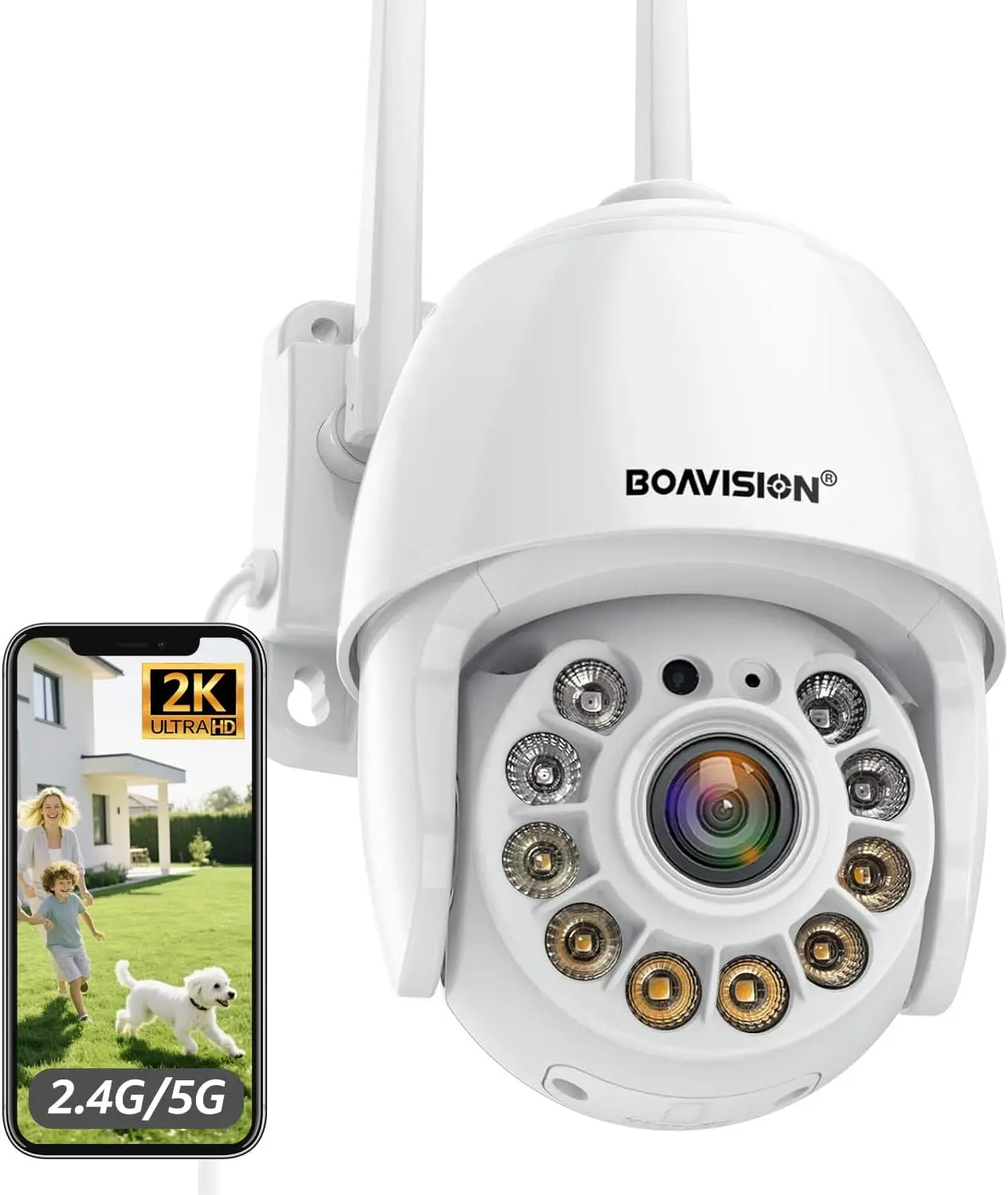 2K WiFi Security Camera Outdoor, 360° View, Auto Tracking, Two-Way Talk, Full Color Night Vision
2K WiFi Security Camera Outdoor, 360° View, Auto Tracking, Two-Way Talk, Full Color Night Vision