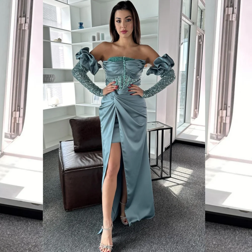 Customized Sexy Casual Satin Draped Pleat Sequined Evening A-line Strapless Bespoke Occasion Gown Long Dresses
Customized Sexy Casual Satin Draped Pleat Sequined Evening A-line Strapless Bespoke Occasion Gown Long Dresses