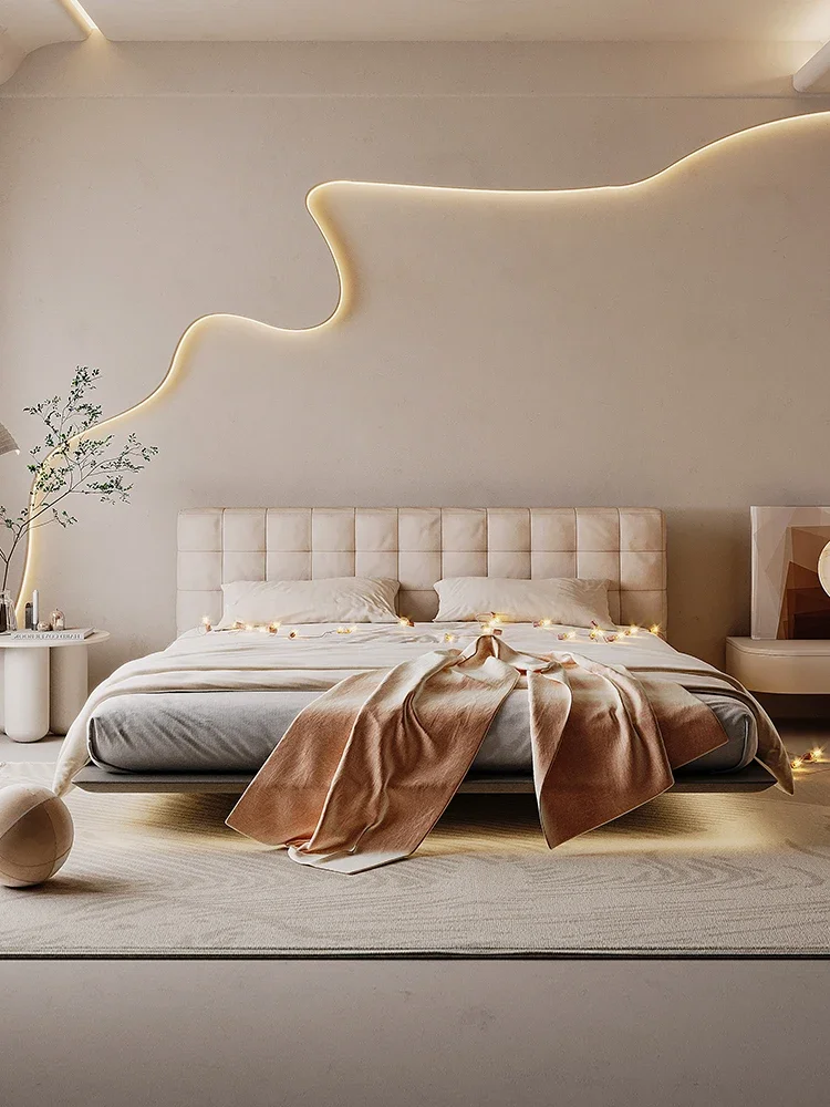 Genuine leather floating bed master bedroom double light luxury square modern wedding bed king bed
Genuine leather floating bed master bedroom double light luxury square modern wedding bed king bed