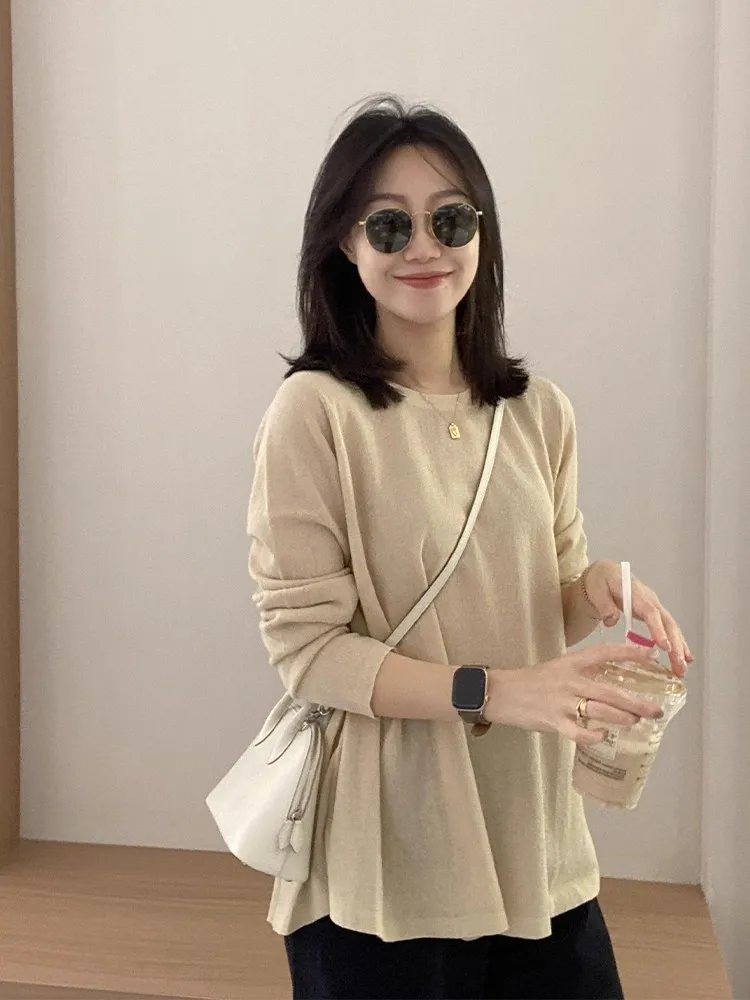 Loose Long Sleeve Knitted Sweater Women's Chiffon Casual Style Spring Autumn Comfortable round Neck Top Korean Style Lazy Fas...
Loose Long Sleeve Knitted Sweater Women's Chiffon Casual Style Spring Autumn Comfortable round Neck Top Korean Style Lazy Fas...