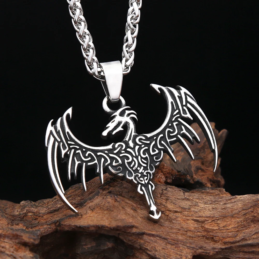 Vintage Viking Flying Dragon Pendant Necklaces For Man 316L Stainless Steel Nordic Animal Amulet Necklace Punk Jewelry Wholesale
Vintage Viking Flying Dragon Pendant Necklaces For Man 316L Stainless Steel Nordic Animal Amulet Necklace Punk Jewelry Wholesale