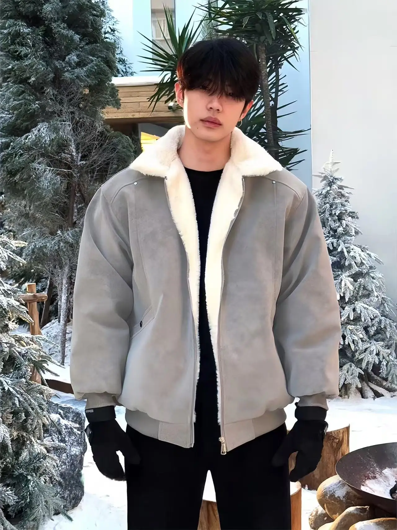 Thiened American Sle ort Lamb Velvet Collar Warm Cotton Jaet Men's Winter Retro PU Leather Workwear Coat Stand Fit
Thiened American Sle ort Lamb Velvet Collar Warm Cotton Jaet Men's Winter Retro PU Leather Workwear Coat Stand Fit