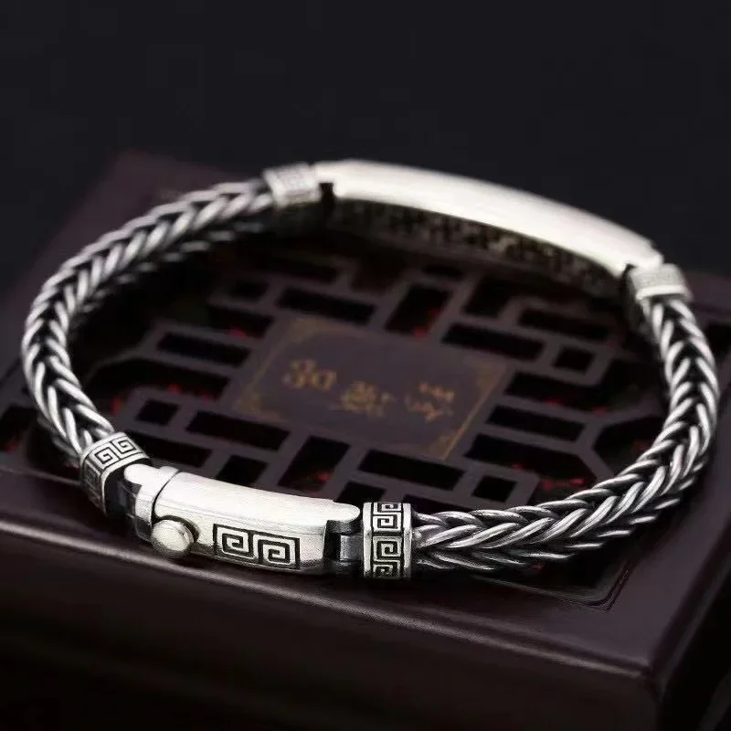 New Silver Color Hemp Rope Keel Men 4mm Bracelet Silver Tide Fashion All-Match Casual Retro Handmade Chinese Style Jewelry
New Silver Color Hemp Rope Keel Men 4mm Bracelet Silver Tide Fashion All-Match Casual Retro Handmade Chinese Style Jewelry