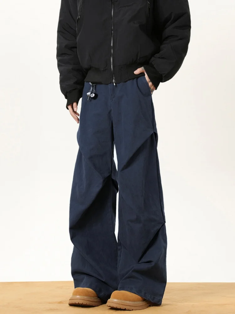 Cobalt Blue Men's Casual Pants Spring Autumn Folded Design American Sle Workwear Straight Loose Wide Leg Long Trousers
Cobalt Blue Men's Casual Pants Spring Autumn Folded Design American Sle Workwear Straight Loose Wide Leg Long Trousers