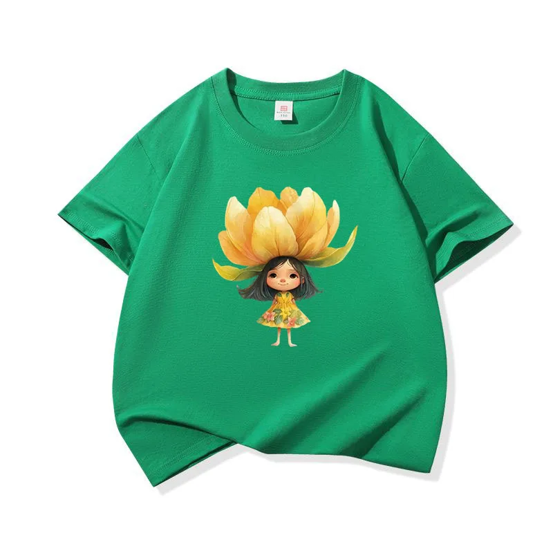 Summer Kids Cotton T Shirt Cute Yellow Lotus Girl Print Crew Neck Short Sleeve Tee Casual Breathable Boys Girls Tops
Summer Kids Cotton T Shirt Cute Yellow Lotus Girl Print Crew Neck Short Sleeve Tee Casual Breathable Boys Girls Tops