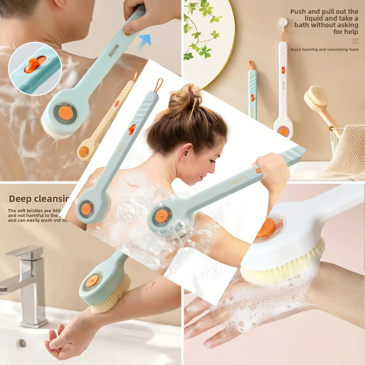 1pc Liquid Filled Soft Long Handle Hair Bath Brush, with A Back Rubbing Tool and A Long Handle for Showering Bath Accessories 66
1pc Liquid Filled Soft Long Handle Hair Bath Brush, with A Back Rubbing Tool and A Long Handle for Showering Bath Accessories 66