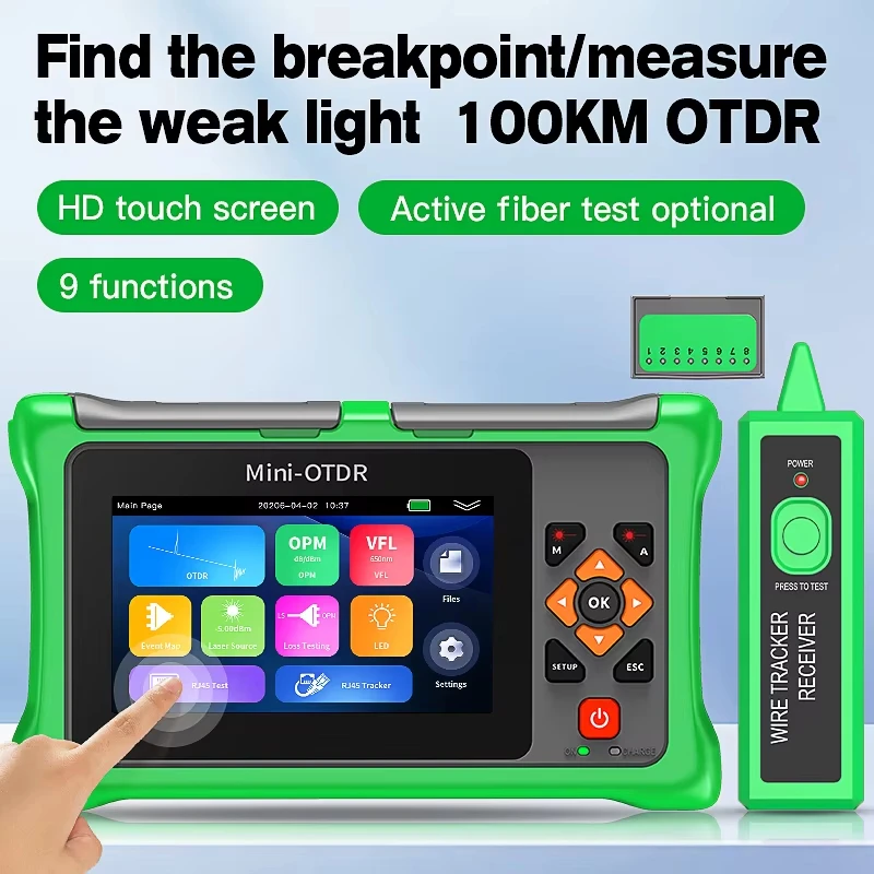 COMPTYCO KP900 Mini OTDR Fiber Optic Cable Testing Tool Touch Screen 100KM Optical Time Domain Reflectometer Built-in OPM VFL LS
COMPTYCO KP900 Mini OTDR Fiber Optic Cable Testing Tool Touch Screen 100KM Optical Time Domain Reflectometer Built-in OPM VFL LS