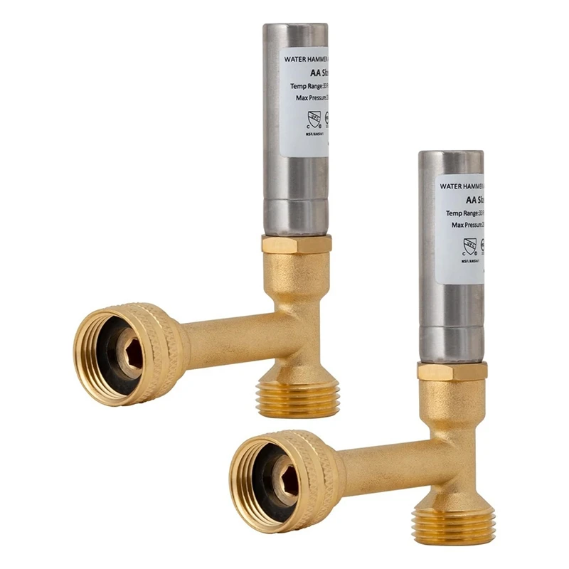 Water Hammer Arrestor, 3/4Inch NPT Thread For Washing Machine, Laundry Pipe, Washer,Hammer Arrestor (2-Pack)
Water Hammer Arrestor, 3/4Inch NPT Thread For Washing Machine, Laundry Pipe, Washer,Hammer Arrestor (2-Pack)