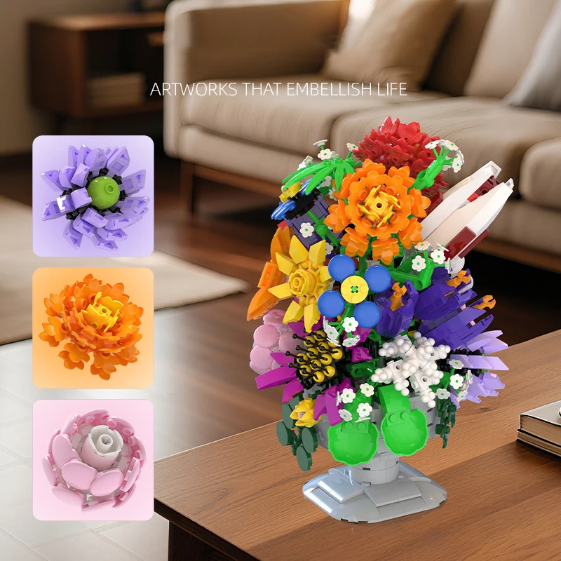 Girls' building block flower toy birthday gift, bouquet plant flower rose model assembly, Valentine's Day gift toy flower
Girls' building block flower toy birthday gift, bouquet plant flower rose model assembly, Valentine's Day gift toy flower