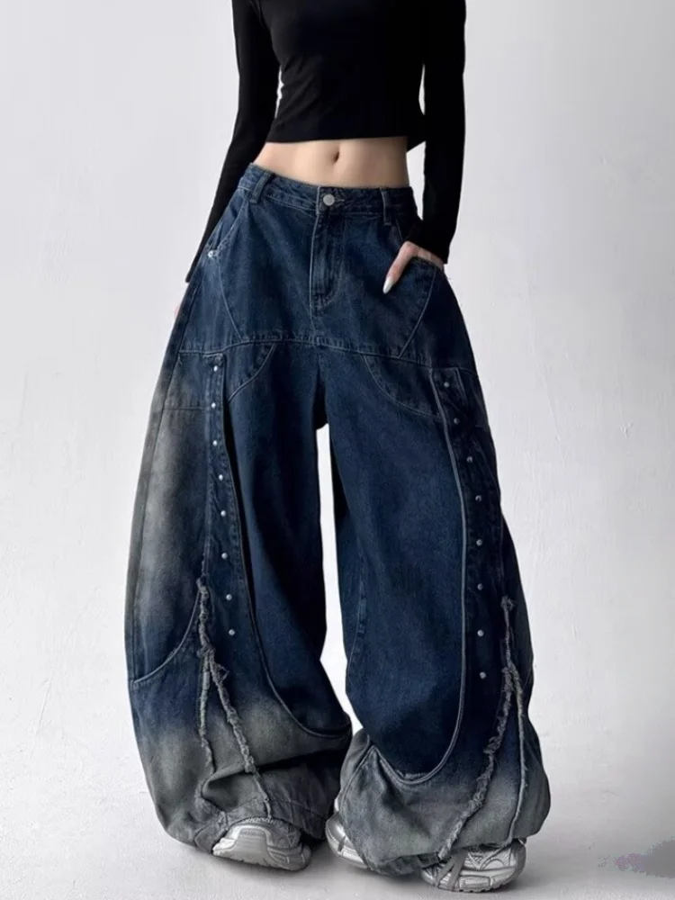 2026 American Retro Y2K Style Patchwork Washed Black Baggy Women's Stacked Jeans Pants Woman Clothing Wide Leg Denim Trousers
2026 American Retro Y2K Style Patchwork Washed Black Baggy Women's Stacked Jeans Pants Woman Clothing Wide Leg Denim Trousers