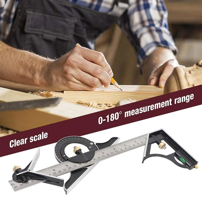 Combination square ruler Horizontal square ruler Stainless steel multifunctional goniometer Inclinometer woodworking tools
Combination square ruler Horizontal square ruler Stainless steel multifunctional goniometer Inclinometer woodworking tools